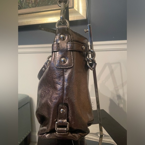 COACH Brooke Convertible Pewter Metallic Leather Hobo - EUC - Picture 4 of 11